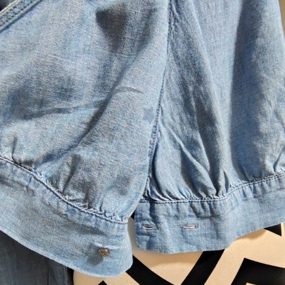 NWT J. Crew Denim Blue Chambray Wrap Blouse Indigo Star Print Women's XS NEW! - Picture 9 of 10